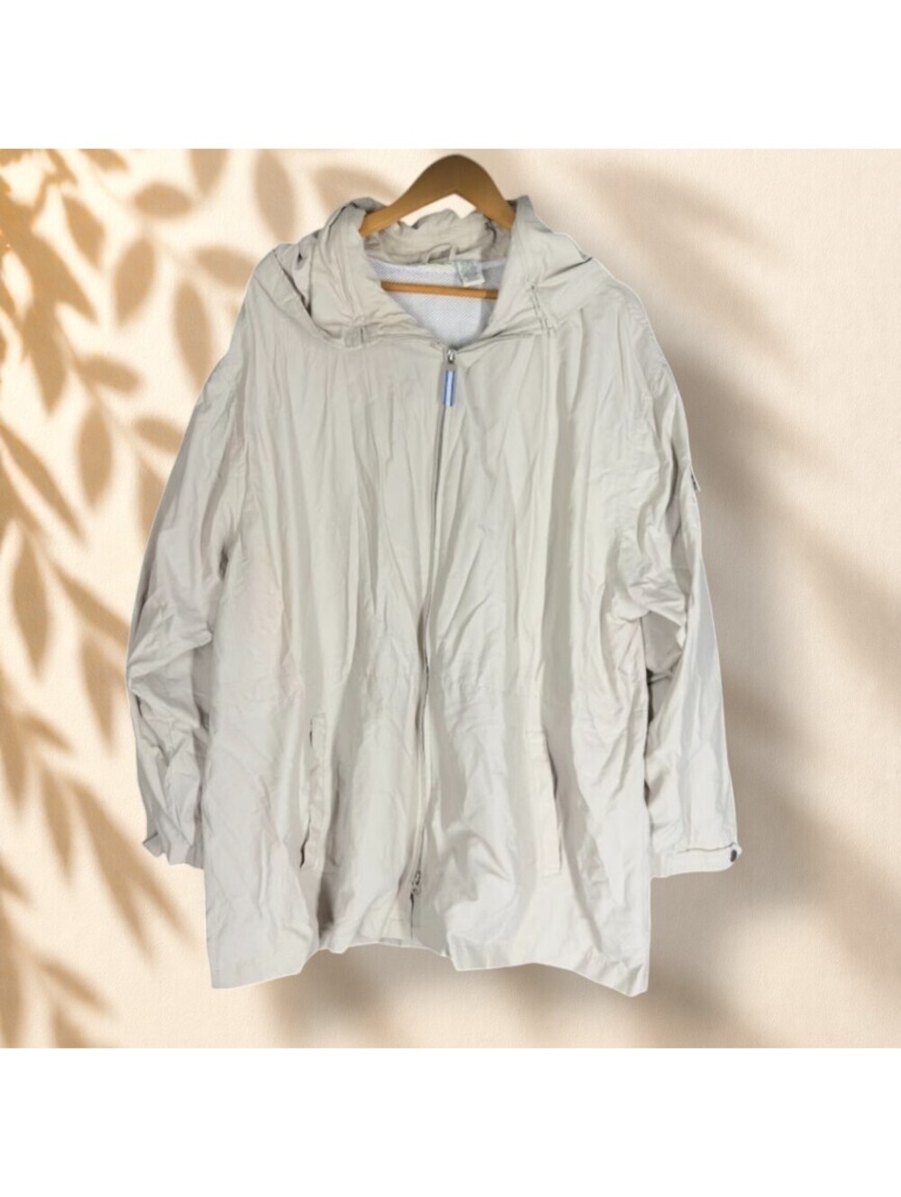 New Cherokee Windbreaker Jacket Women 3X Plus Gray Full Zip Hooded Long Sleeve